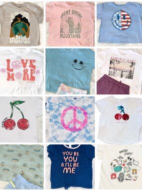 12 GIRL’s Graphic Tees- crop tops & tees 6/7- summery
